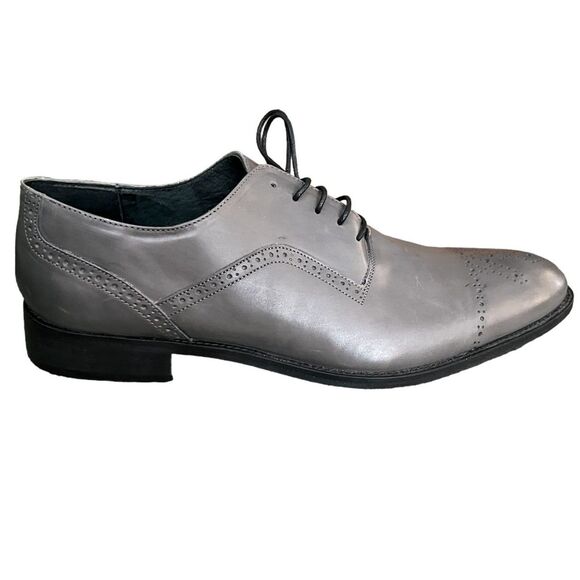 ROCHAS EU 46 / US 13 Grey Semi Brogue, Oxford Dress Shoes, Retails for $205 main image 6
